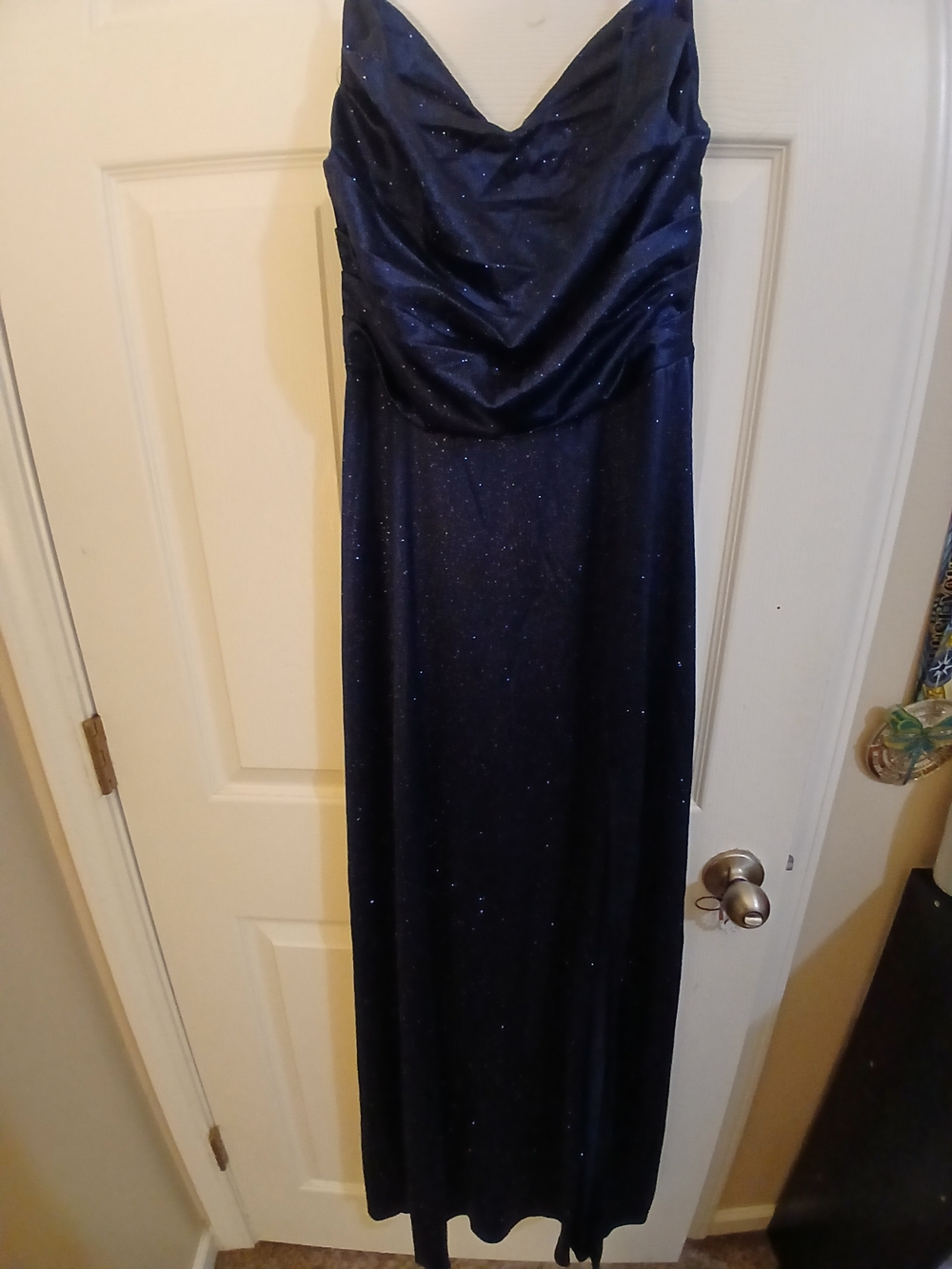 Navy Sparkle Strapless Evening Gown